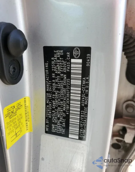 2011 Toyota Camry Base from USA, damaged, VIN 4T1BF3EK3BU737235